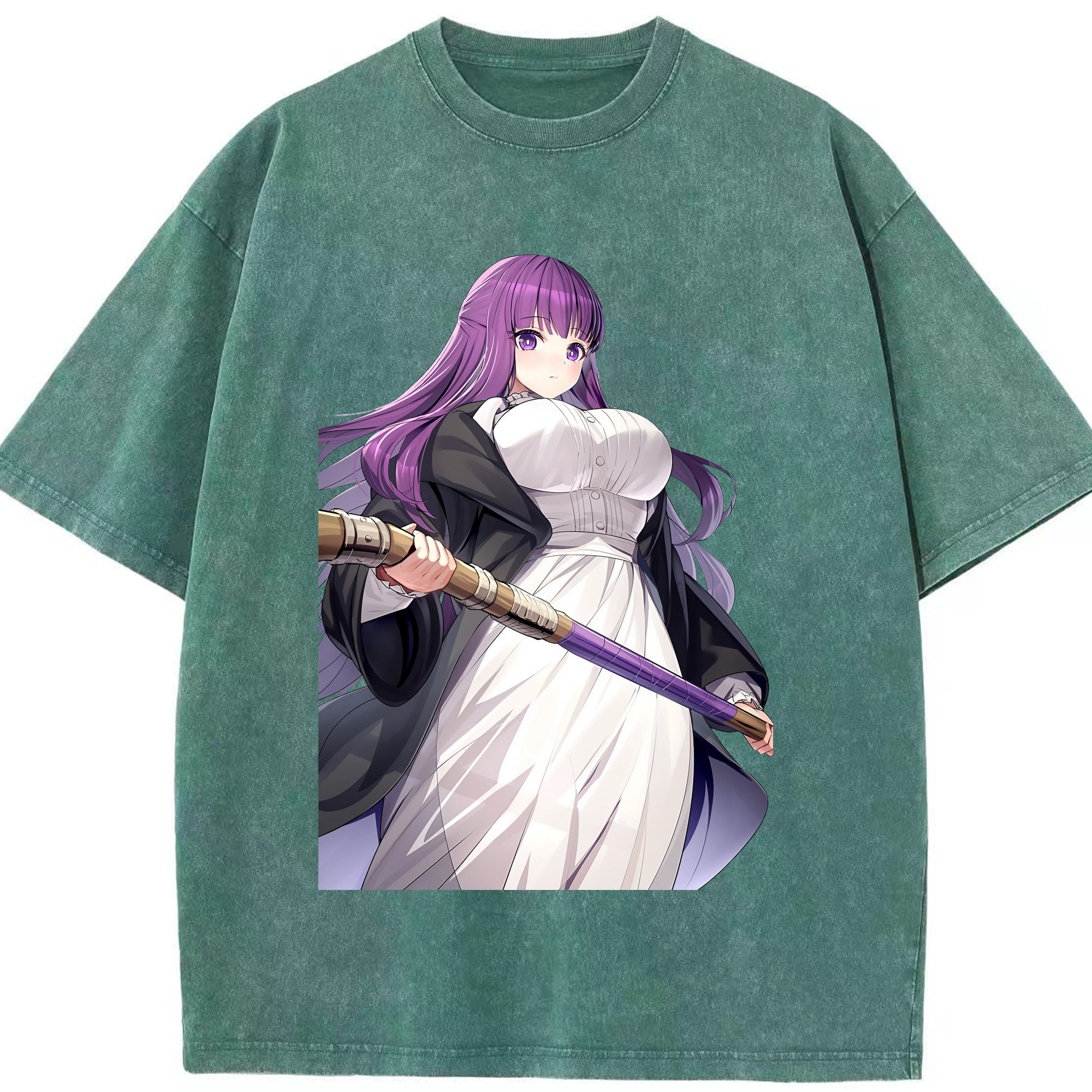 （画像用） 葬送のフリーレン Frieren 綿100% ヴィンテージ風 半袖Tシャツ（フロントプリント）